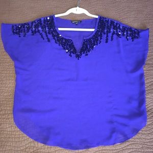 Express Purple Sheer Sequin Detailed Blouse
